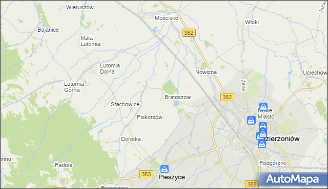 mapa Bratoszów, Bratoszów na mapie Targeo