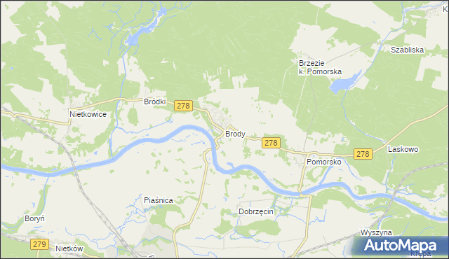 mapa Brody gmina Sulechów, Brody gmina Sulechów na mapie Targeo