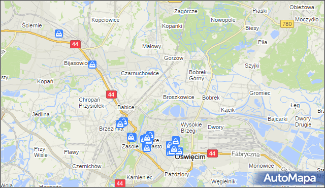 mapa Broszkowice, Broszkowice na mapie Targeo