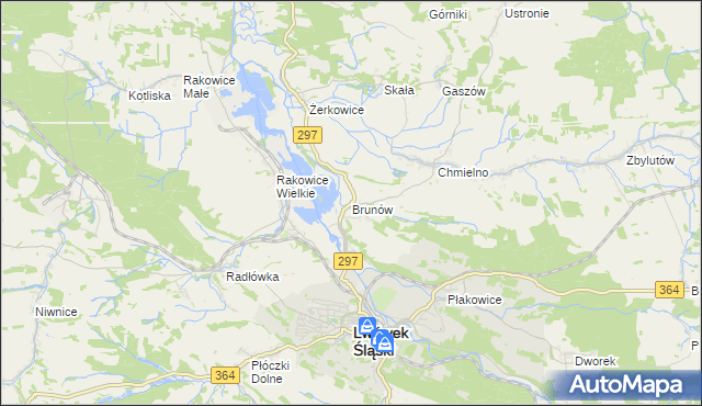 mapa Brunów gmina Lwówek Śląski, Brunów gmina Lwówek Śląski na mapie Targeo