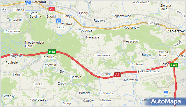 mapa Brzoskwinia, Brzoskwinia na mapie Targeo