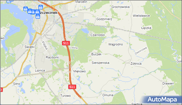 mapa Buczek gmina Szczecinek, Buczek gmina Szczecinek na mapie Targeo