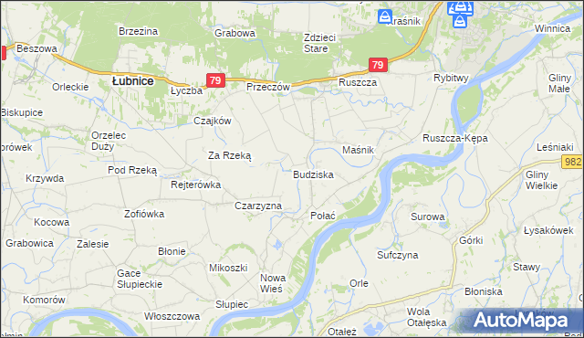 mapa Budziska gmina Łubnice, Budziska gmina Łubnice na mapie Targeo