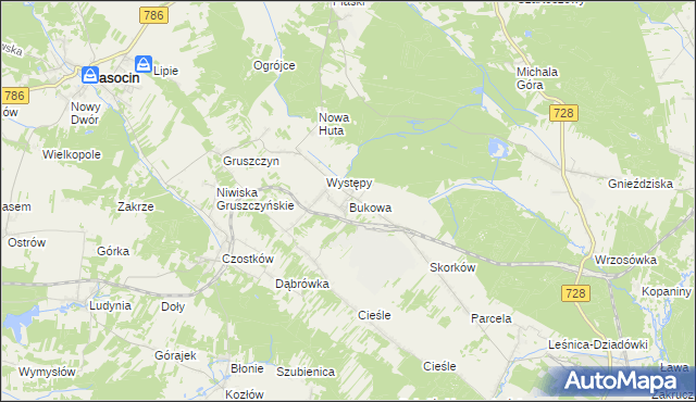 mapa Bukowa gmina Krasocin, Bukowa gmina Krasocin na mapie Targeo