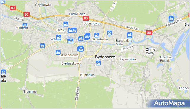 mapa Bydgoszczy, Bydgoszcz na mapie Targeo