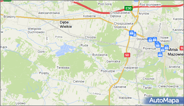mapa Bykowizna, Bykowizna na mapie Targeo