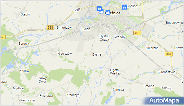 mapa Bystre gmina Oleśnica, Bystre gmina Oleśnica na mapie Targeo