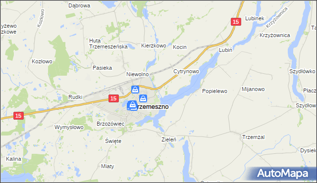 mapa Bystrzyca gmina Trzemeszno, Bystrzyca gmina Trzemeszno na mapie Targeo