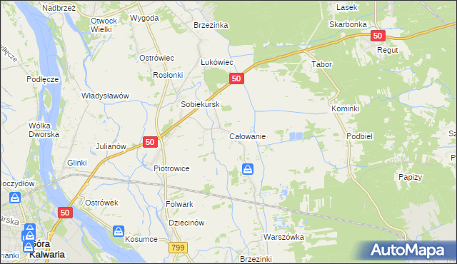 mapa Całowanie, Całowanie na mapie Targeo