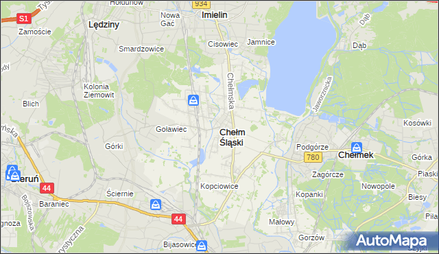 mapa Chełm Śląski, Chełm Śląski na mapie Targeo