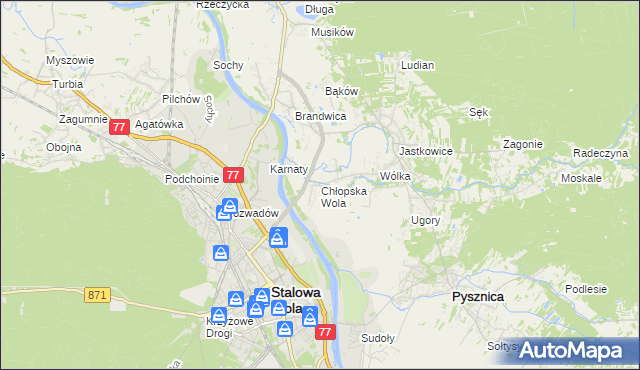 mapa Chłopska Wola, Chłopska Wola na mapie Targeo