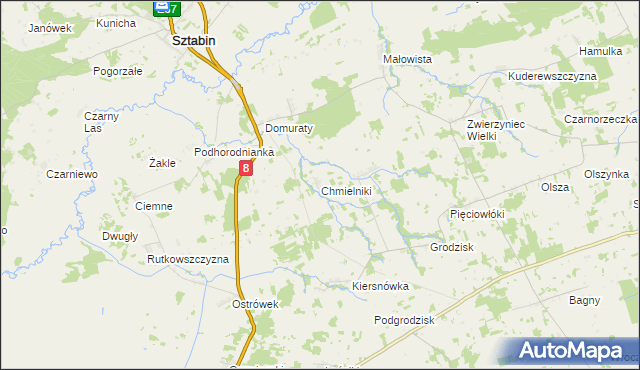 mapa Chmielniki gmina Suchowola, Chmielniki gmina Suchowola na mapie Targeo