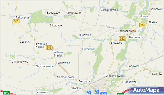 mapa Chmielów gmina Kostomłoty, Chmielów gmina Kostomłoty na mapie Targeo