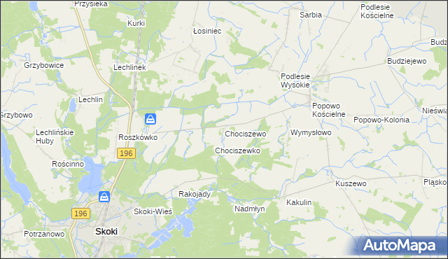 mapa Chociszewo gmina Skoki, Chociszewo gmina Skoki na mapie Targeo