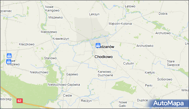 mapa Chodkowo, Chodkowo na mapie Targeo