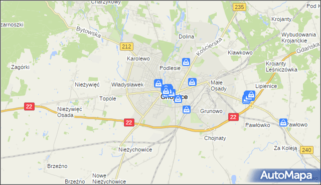 mapa Chojnic, Chojnice na mapie Targeo