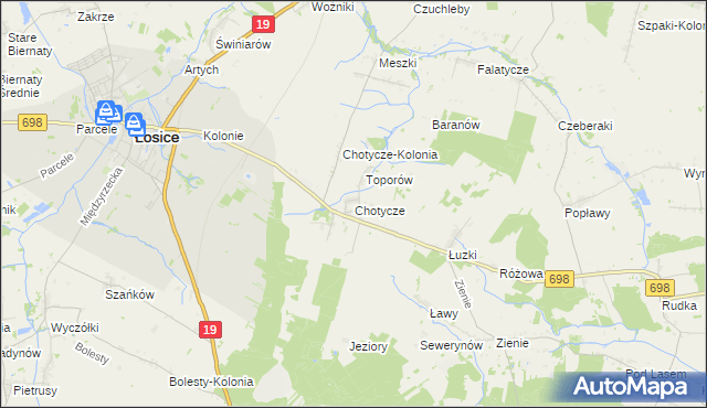 mapa Chotycze, Chotycze na mapie Targeo