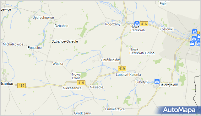 mapa Chróścielów, Chróścielów na mapie Targeo