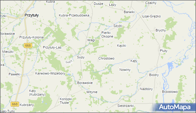 mapa Chrostowo gmina Jedwabne, Chrostowo gmina Jedwabne na mapie Targeo