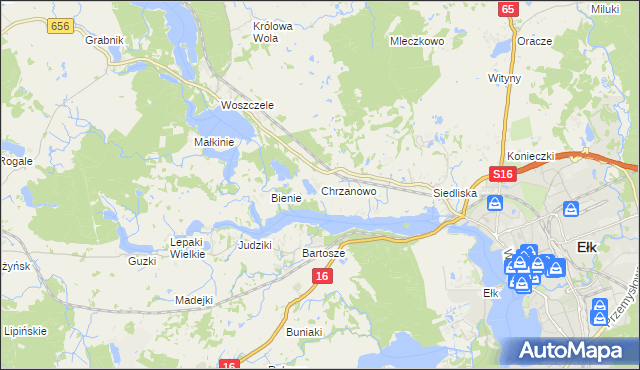 mapa Chrzanowo gmina Ełk, Chrzanowo gmina Ełk na mapie Targeo