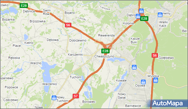 mapa Chwaszczyno, Chwaszczyno na mapie Targeo
