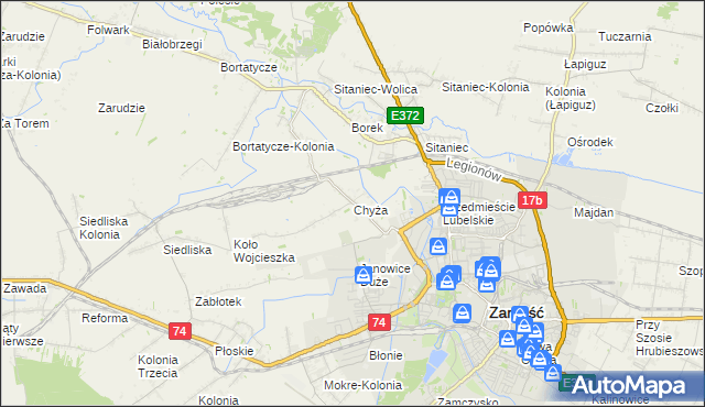 mapa Chyża, Chyża na mapie Targeo