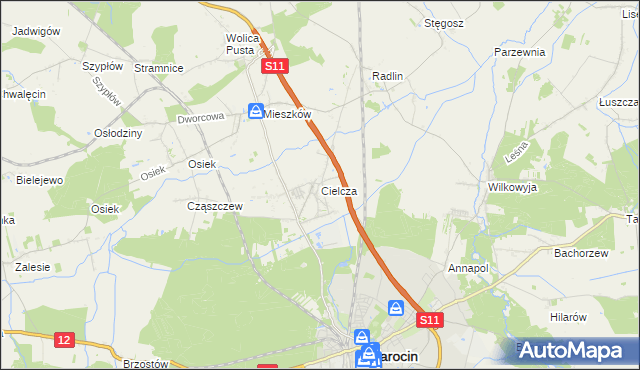 mapa Cielcza, Cielcza na mapie Targeo