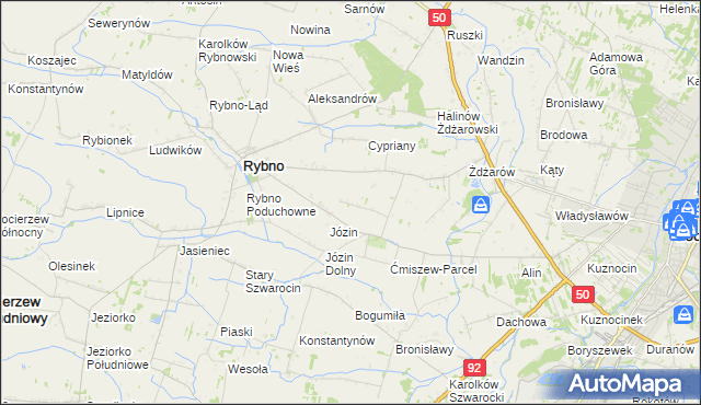 mapa Ćmiszew Rybnowski, Ćmiszew Rybnowski na mapie Targeo