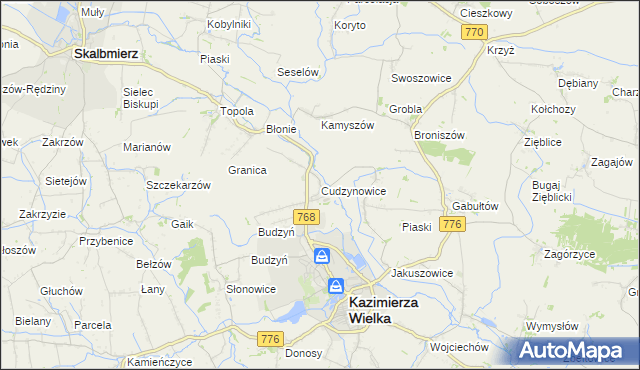mapa Cudzynowice, Cudzynowice na mapie Targeo