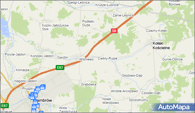 mapa Ćwikły-Rupie, Ćwikły-Rupie na mapie Targeo