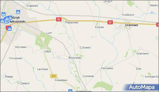 mapa Cykówko, Cykówko na mapie Targeo