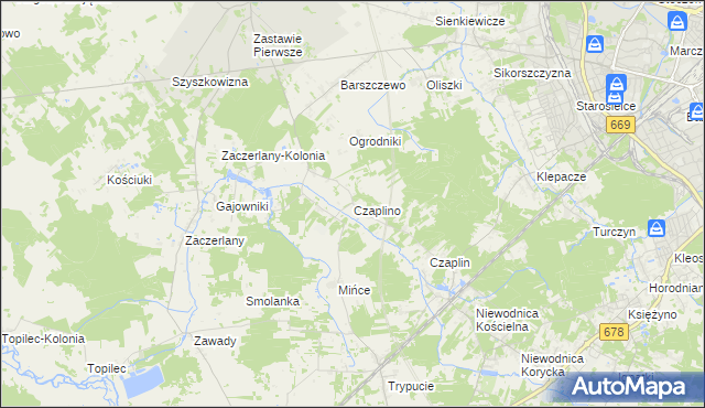 mapa Czaplino gmina Choroszcz, Czaplino gmina Choroszcz na mapie Targeo