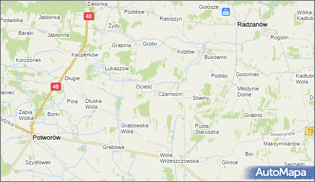 mapa Czarnocin gmina Radzanów, Czarnocin gmina Radzanów na mapie Targeo