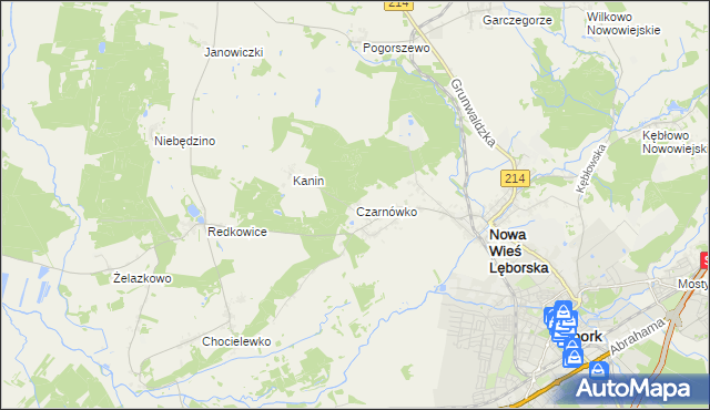 mapa Czarnówko gmina Nowa Wieś Lęborska, Czarnówko gmina Nowa Wieś Lęborska na mapie Targeo