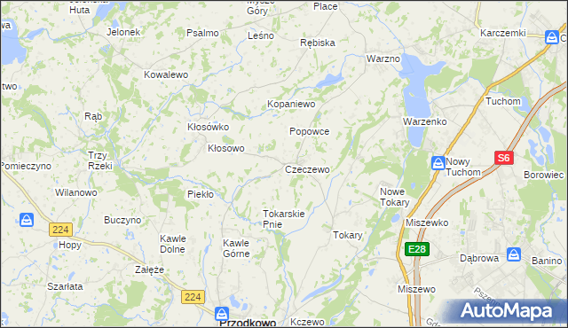 mapa Czeczewo gmina Przodkowo, Czeczewo gmina Przodkowo na mapie Targeo