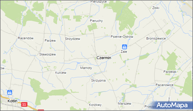 mapa Czermin powiat pleszewski, Czermin powiat pleszewski na mapie Targeo