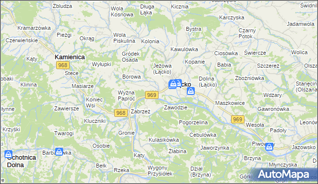 mapa Czerniec gmina Łącko, Czerniec gmina Łącko na mapie Targeo