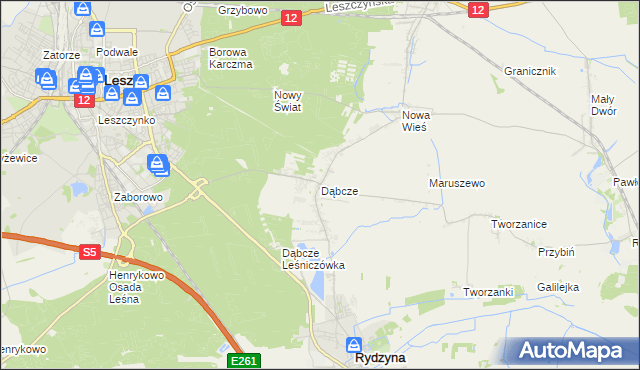 mapa Dąbcze, Dąbcze na mapie Targeo