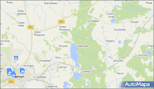 mapa Dąbrowa gmina Kętrzyn, Dąbrowa gmina Kętrzyn na mapie Targeo