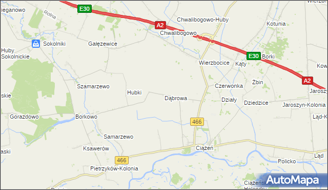 mapa Dąbrowa gmina Lądek, Dąbrowa gmina Lądek na mapie Targeo