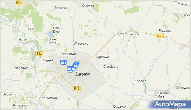 mapa Dąbrowa gmina Żuromin, Dąbrowa gmina Żuromin na mapie Targeo