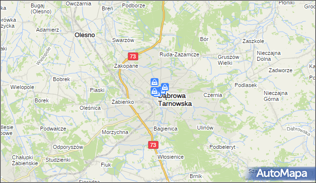 mapa Dąbrowa Tarnowska, Dąbrowa Tarnowska na mapie Targeo