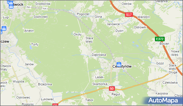 mapa Dąbrówka gmina Celestynów, Dąbrówka gmina Celestynów na mapie Targeo