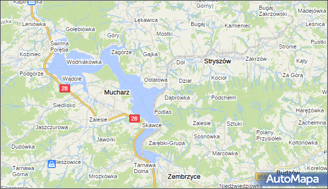 mapa Dąbrówka gmina Stryszów, Dąbrówka gmina Stryszów na mapie Targeo