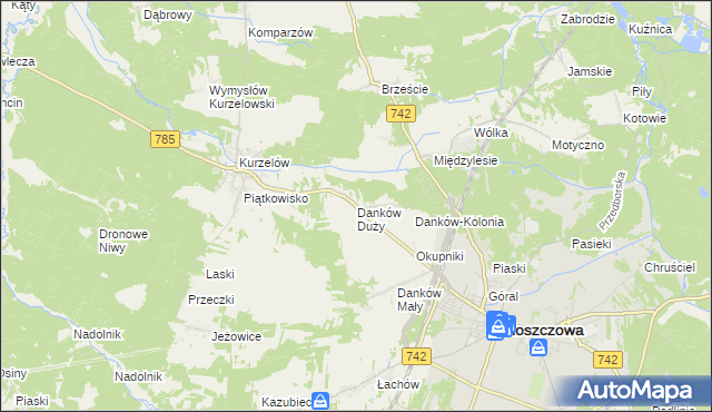 mapa Danków Duży, Danków Duży na mapie Targeo