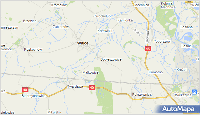 mapa Dobieszowice gmina Walce, Dobieszowice gmina Walce na mapie Targeo