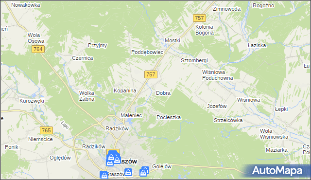 mapa Dobra gmina Staszów, Dobra gmina Staszów na mapie Targeo