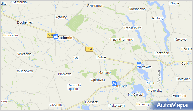 mapa Dobre gmina Brzuze, Dobre gmina Brzuze na mapie Targeo
