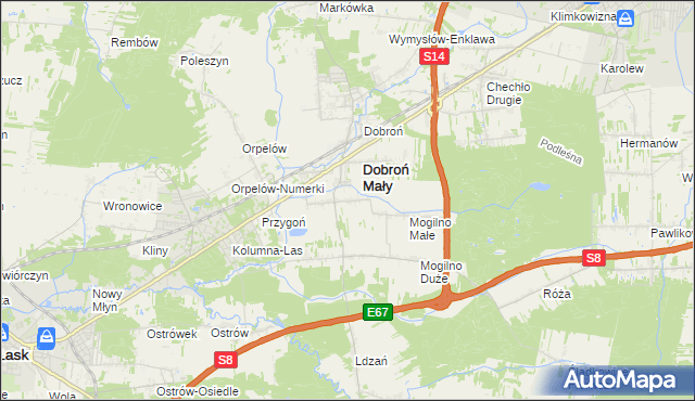 mapa Dobroń Duży, Dobroń Duży na mapie Targeo