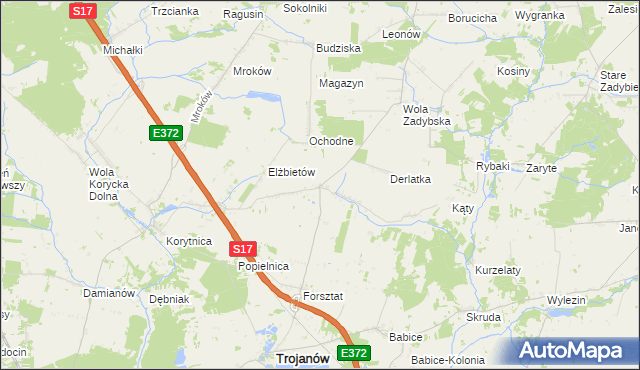 mapa Dudki gmina Trojanów, Dudki gmina Trojanów na mapie Targeo